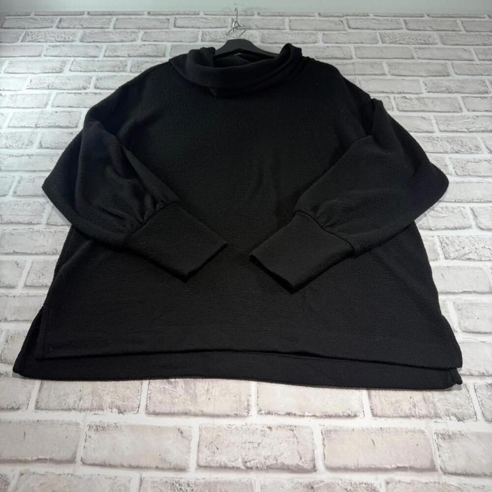 Maeve by Anthroplogie Black Fleece Turtleneck Sweater‎ Women's Size L Cozy